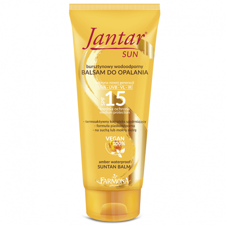 JANTAR SUN Bursztynowy wodoodporny balsam do opalania SPF 15, 200ml JANTAR SUN Bursztynowy wodoodporny balsam do opalania SPF 15, 200ml