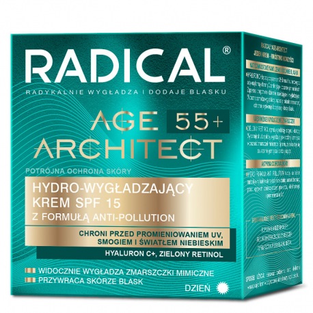 RADICAL® AGE ARCHITECT 55+ HYDRO-WYGŁADZAJĄCY KREM SPF15 Z FORMUŁĄ ANTI-POLLUTION, NA DZIEŃ, 50ml RADICAL® AGE ARCHITECT 55+ HYDRO-WYGŁADZAJĄCY KREM SPF15 Z FORMUŁĄ ANTI-POLLUTION, NA DZIEŃ, 50ml