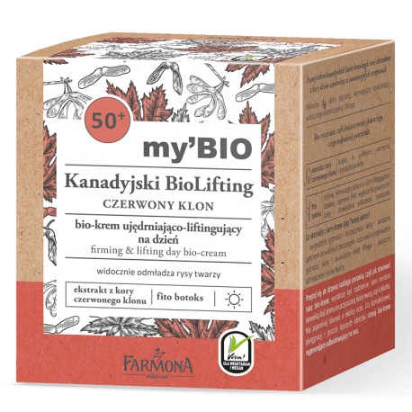 my'BIO Kanadyjski BioLifting 50+ CZERWONY KLON bio - krem ujędrniająco - liftingujący na dzień, 50ml my'BIO Kanadyjski BioLifting 50+ CZERWONY KLON bio - krem ujędrniająco - liftingujący na dzień, 50ml