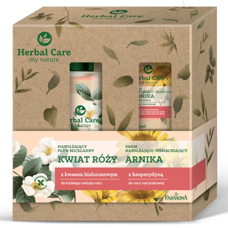 Zestaw Herbal Care pielęgnacja twarzy Arnika i Kwiat Róży (krem do twarzy, płyn micelarny)