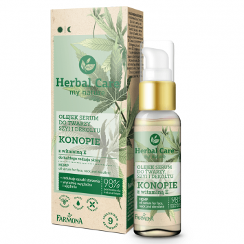 Herbal Care Olejek-serum do twarzy, szyi i dekoltu Konopie z witaminą E do każdego rodzaju skóry, 50ml