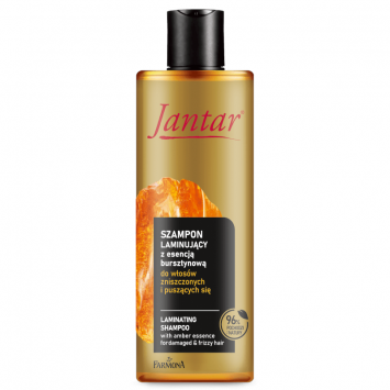 Jantar szampon laminujący do włosów zniszczonych i puszących się z esencją bursztynową, proteinami i ceramidami, 300 ml