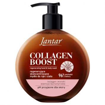 Jantar Collagen Boost Regenerujące mydło do rąk (i ciała) esencja bursztynowa + kolagen morski, 400 ml