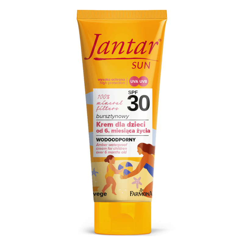 JANTAR SUN, Bursztynowy wodoodporny krem dla dzieci (od 6. msc) z filtrami mineralnymi SPF 30